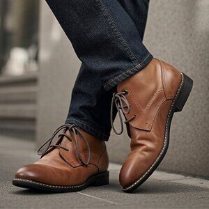 ROCKPORT Men's Brown Leather Chukka Ankle Boots Size 8 M Comfort Lace Up